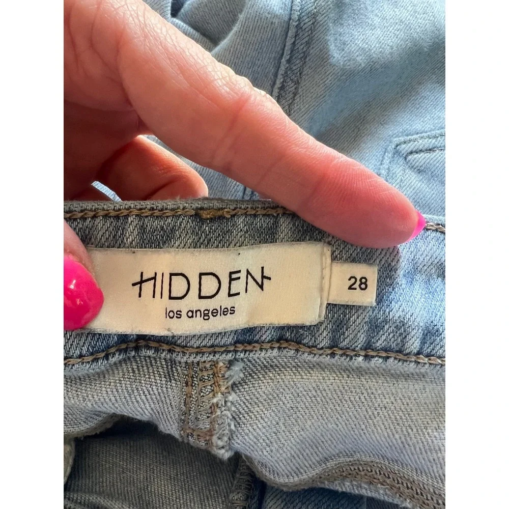 Hidden Jeans‎ Los Angeles Distressed Straight Leg Light Wash Raw Hem size 28